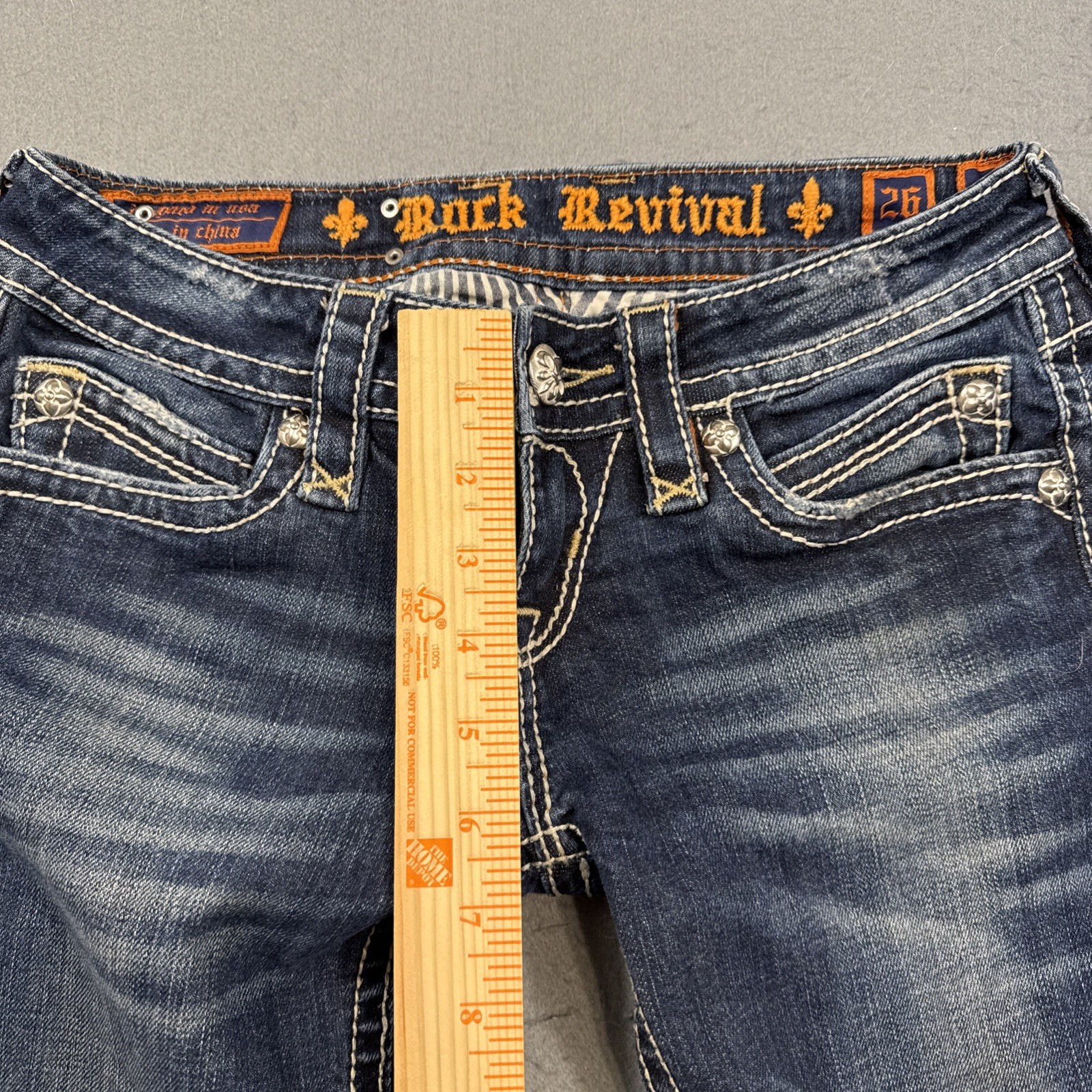 Rock Revival WOMENS 26 Brina Boot Jeans THICK STITCH WHISKERING