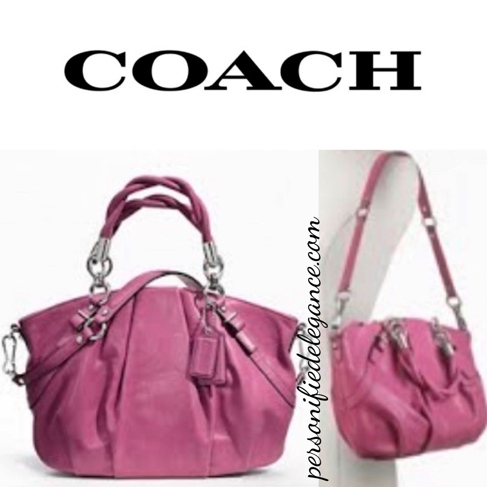 Coach Madison Sophia Medium Pink Berry Leather Satchel Handbag $398