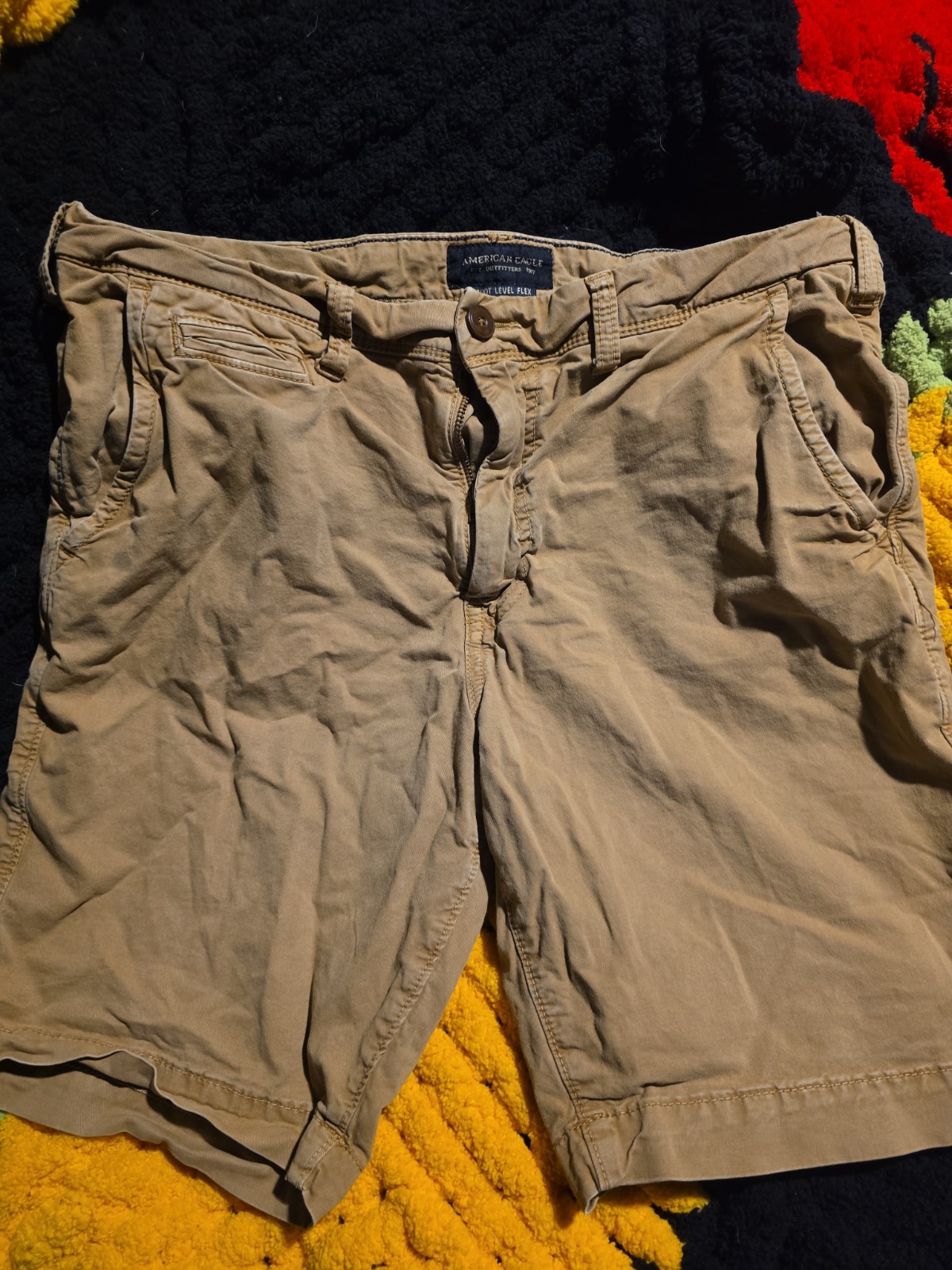 American Eagle Men’s Khaki Shorts Size 33 Casual Chino Flat Front Pre-Owned