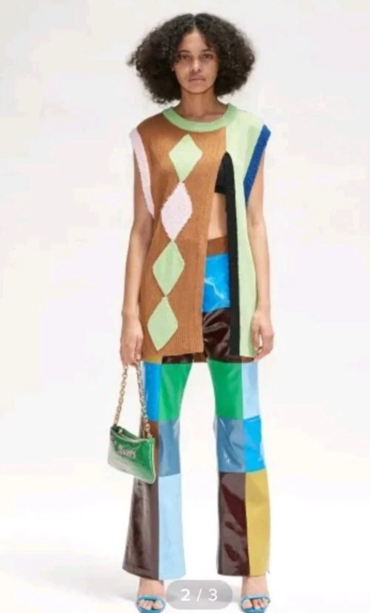 ANDERSSON BELL Argyle Knit Vest (BROWN) Designer High Fashion Vest Unique