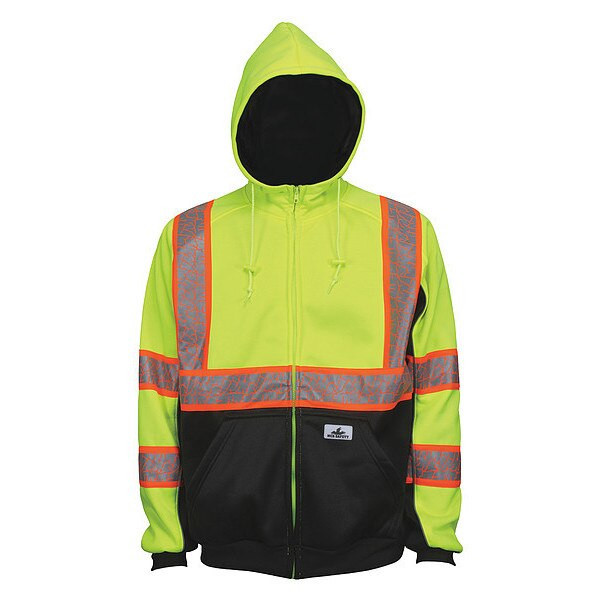 Mcr Safety S2cl3lzl Hooded Sweatshirt,Lime,L Sz