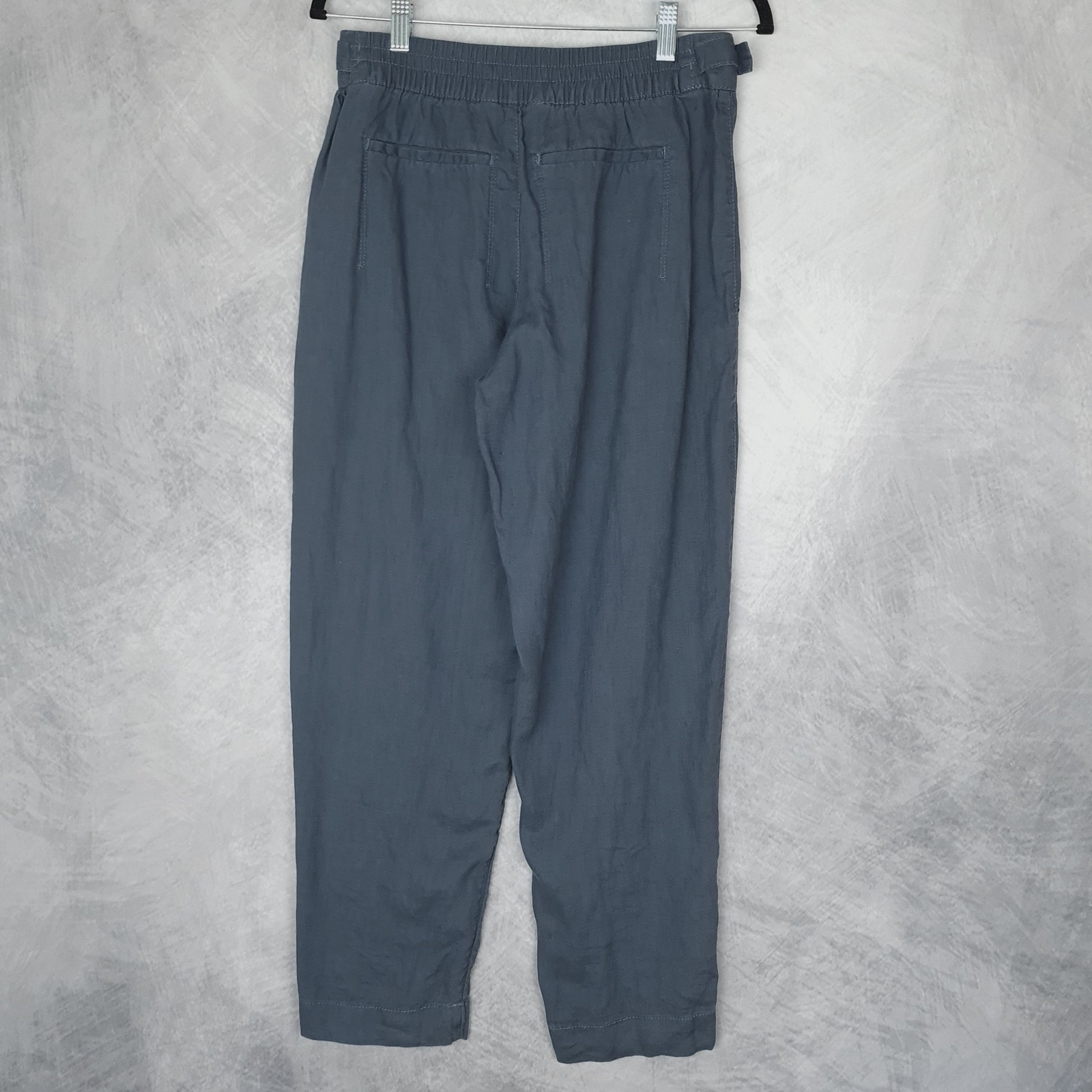 Athleta Pants Womens 2 Blue Linen Cropped Adjustable Waist Tabs Casual Summer