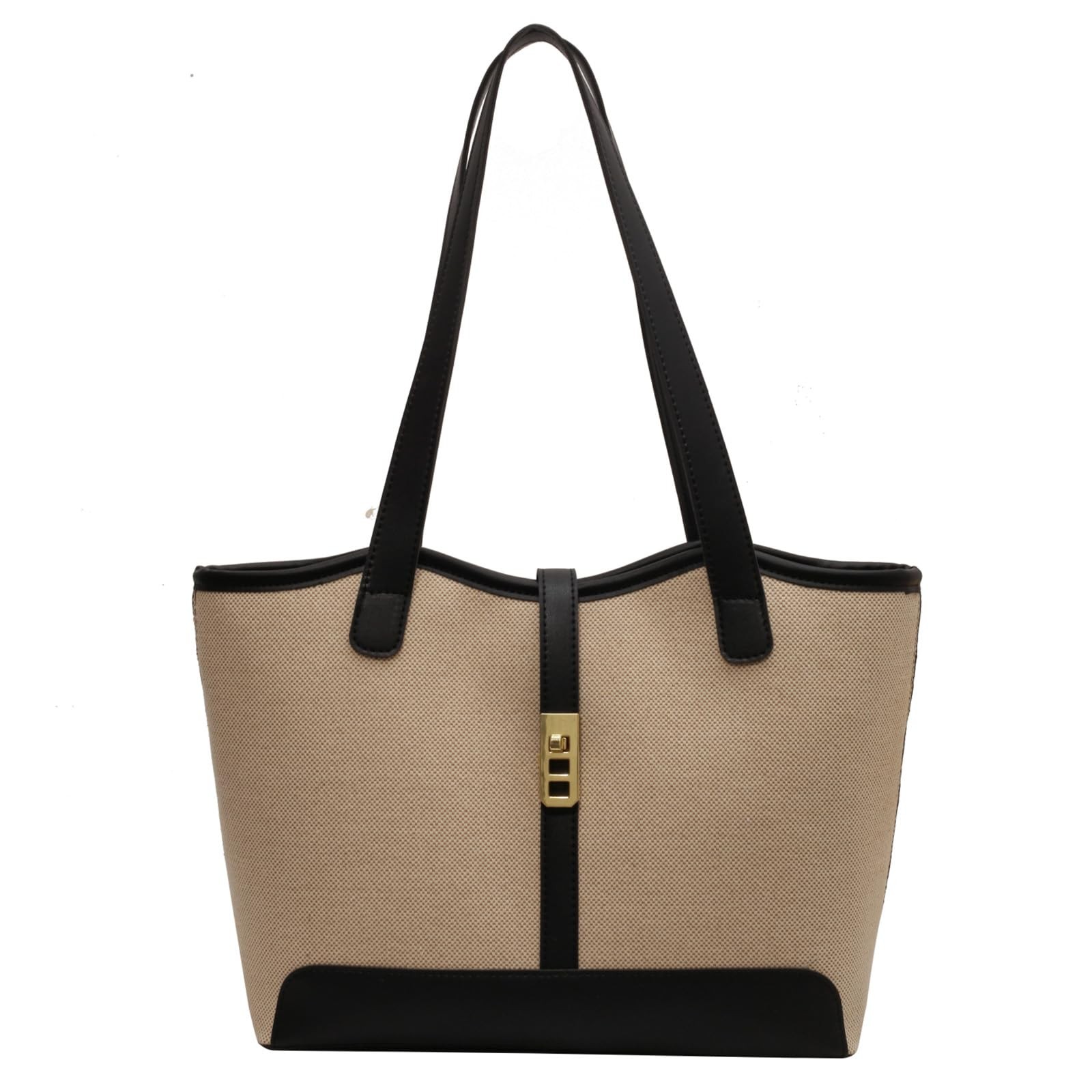 Canvas Tote Bag for Women, Large Shoulder 11.6 x 4.7 x 9.8 inches, Black