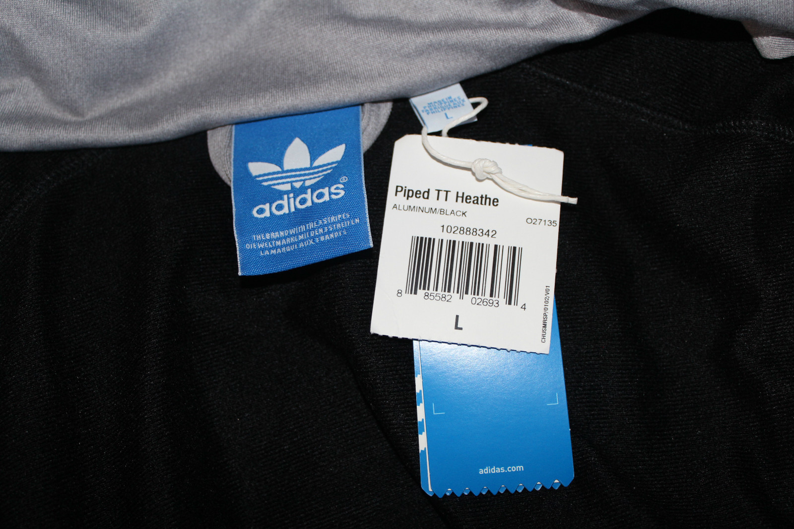 ADIDAS ORIGINALS PIPING THROWBACK TRACK TOP BLACK/ALUMINIUM HEATHER/ROYAL#L $69