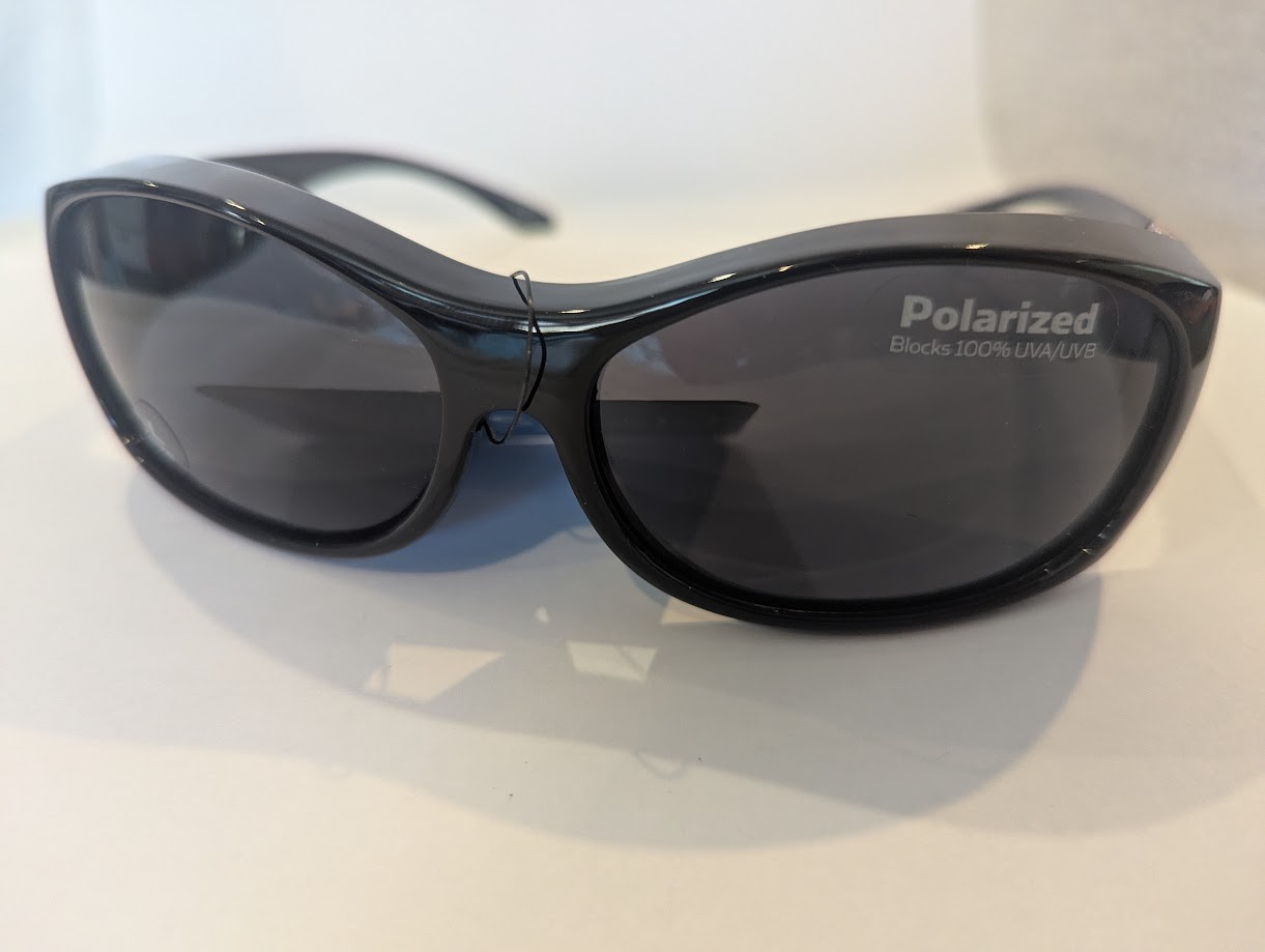 SolarShield Black Polarized Sunglasses Fit Over 100% UVA/UVB Size L