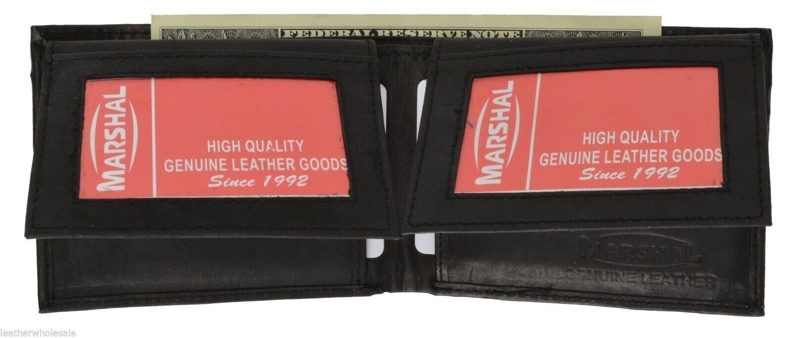 Marshal� BiFold Double Bill 2 ID Window 6+ Credit Card Wallet Black Men’s Wallet