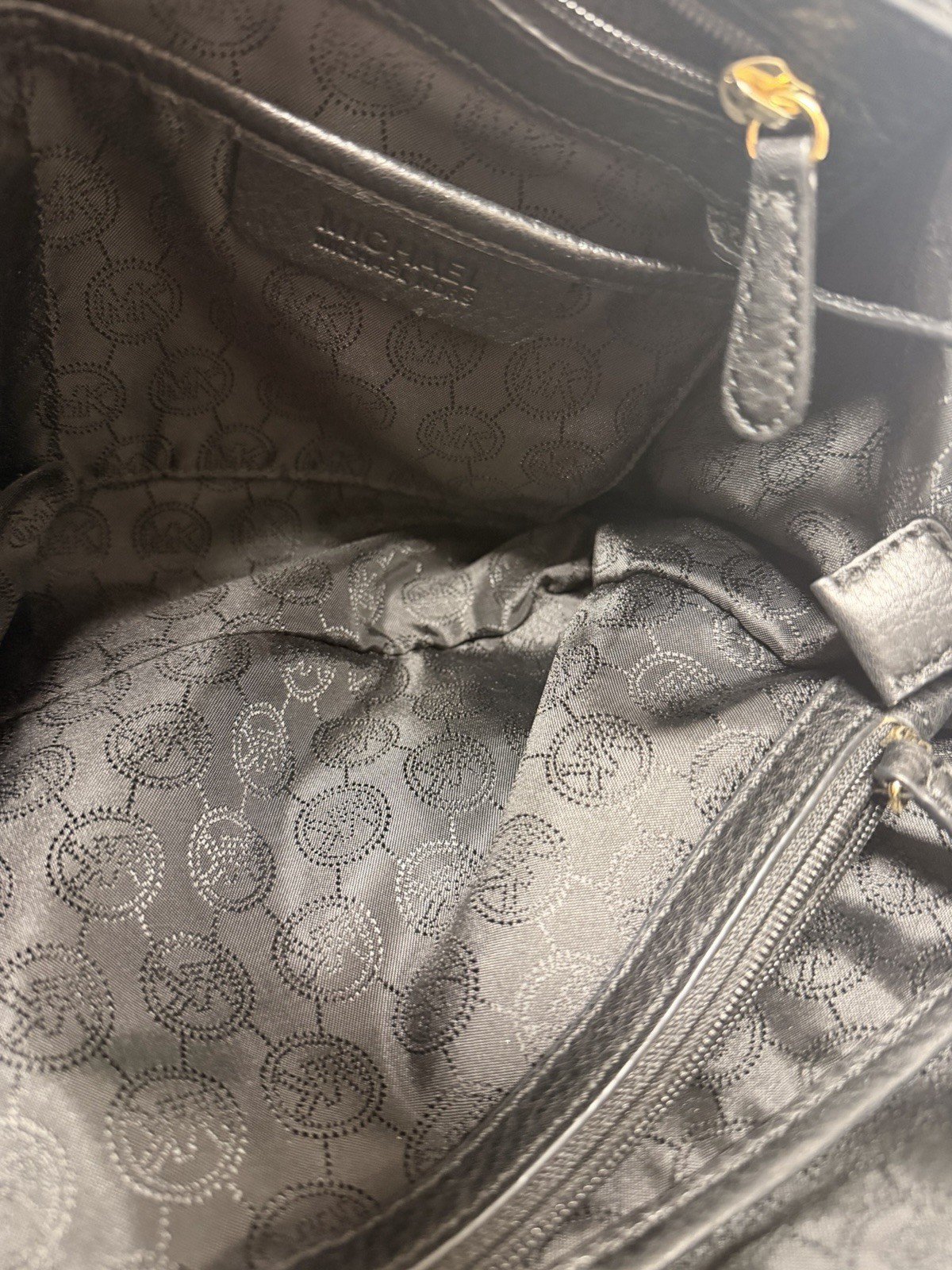 Michael Kors Black Pebbled Satchel Top Handle, Detachable Strap, Gold Hardware