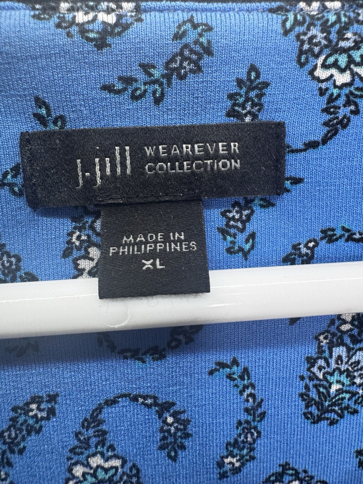 J Jill Wearever Collection Blue Black Paisley Tunic Pullover Balloon Sleeve XL