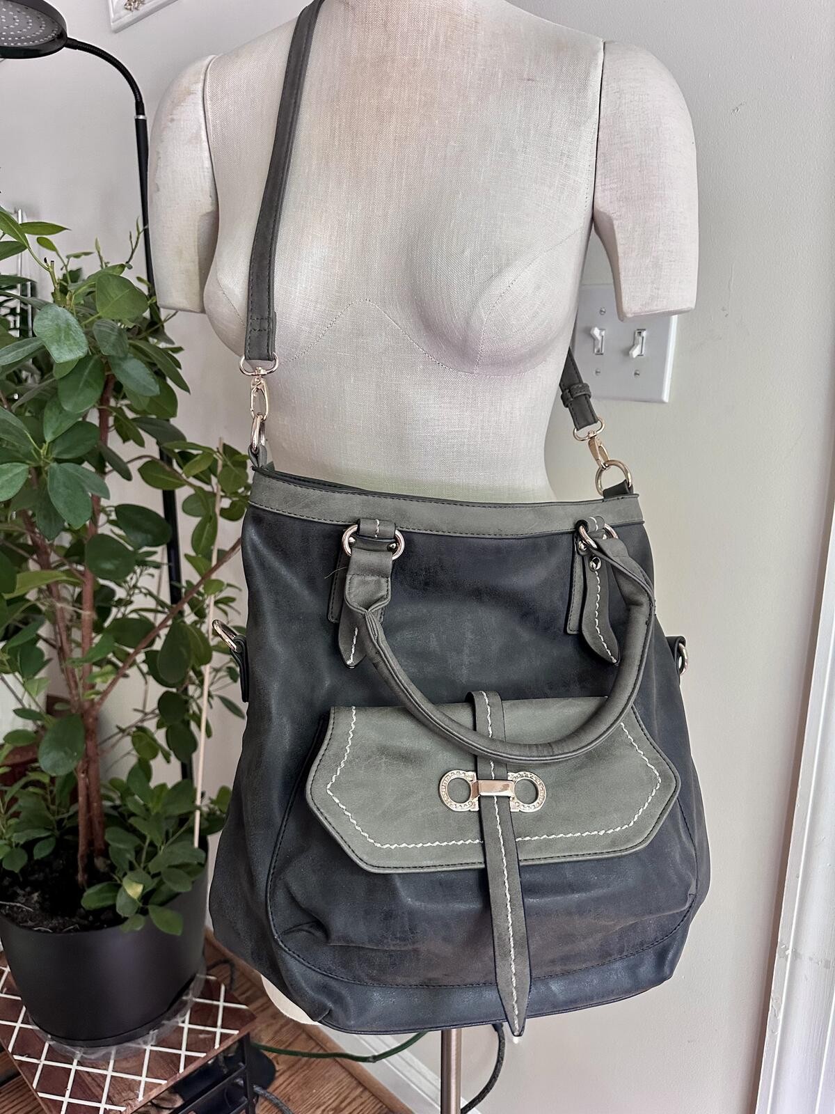 Louis Cardy Grey Multi-Tone Shoulder Tote Satchel Large Bag