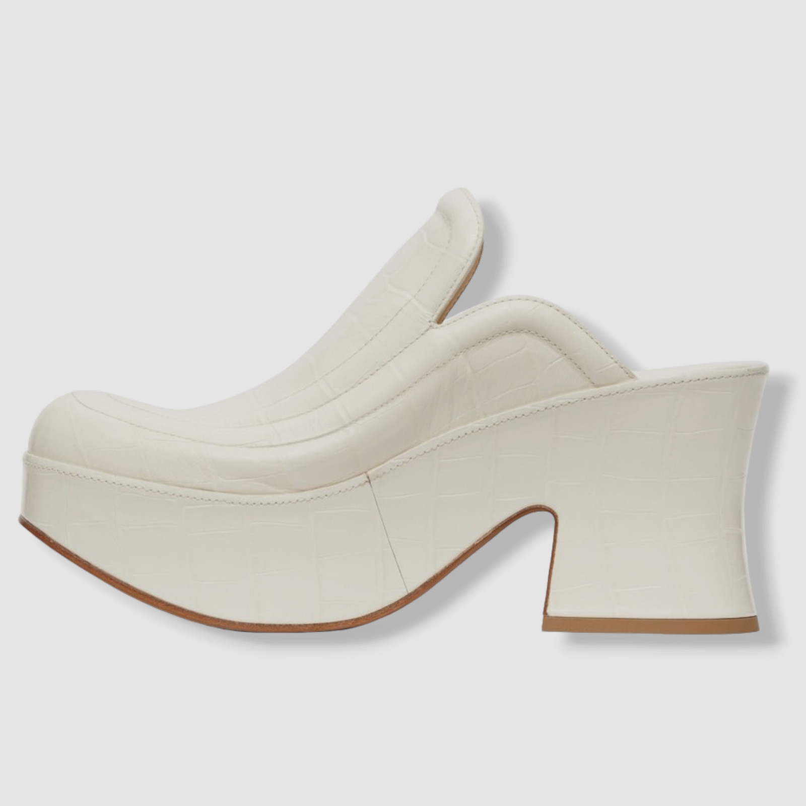 $1150 Bottega Veneta Women’s White Croc Wedge Heel Sandal Shoes Size EU 37/US 7