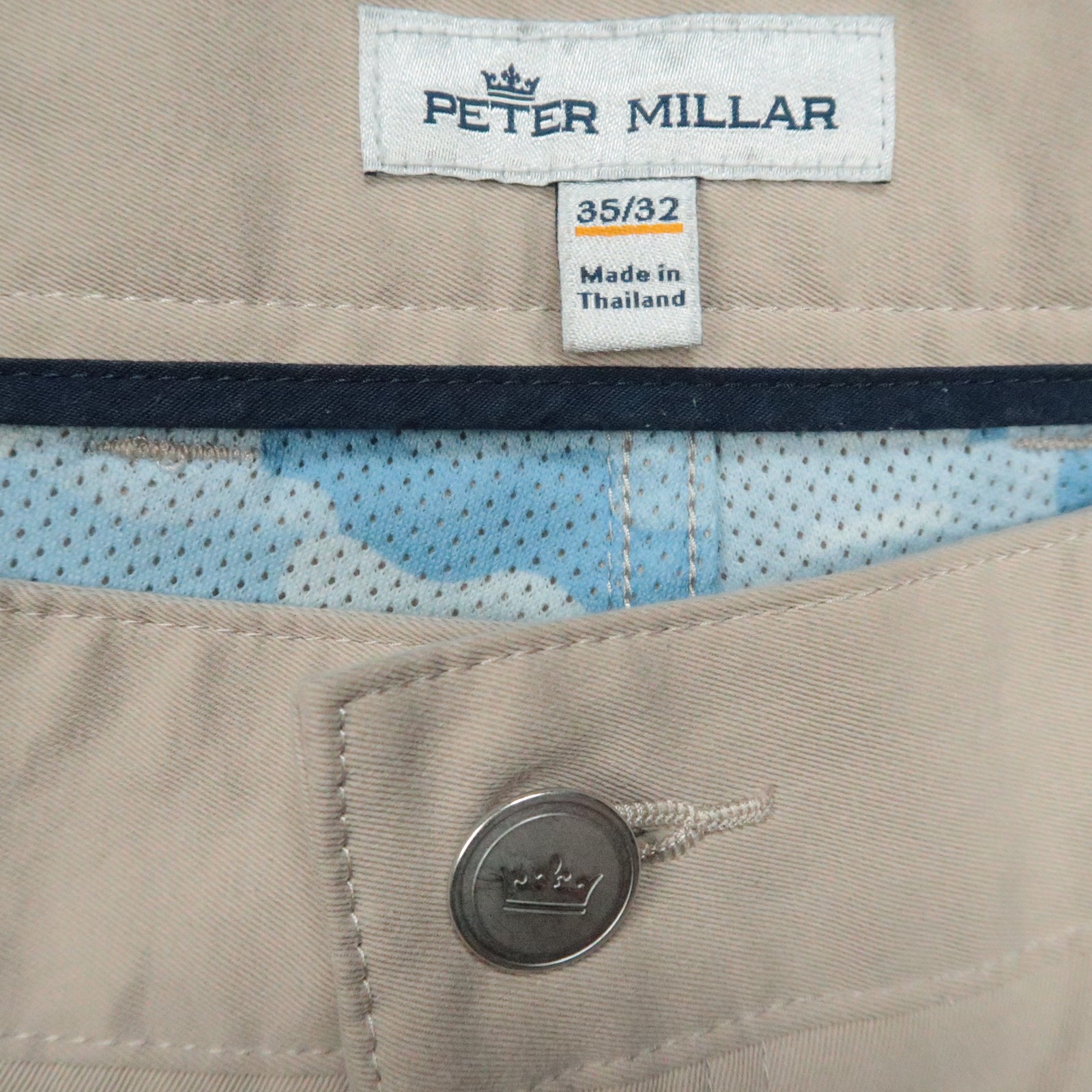 Peter Millar Pants Mens 35×32 Beige EB66 Performance 5 Pocket Straight Golf