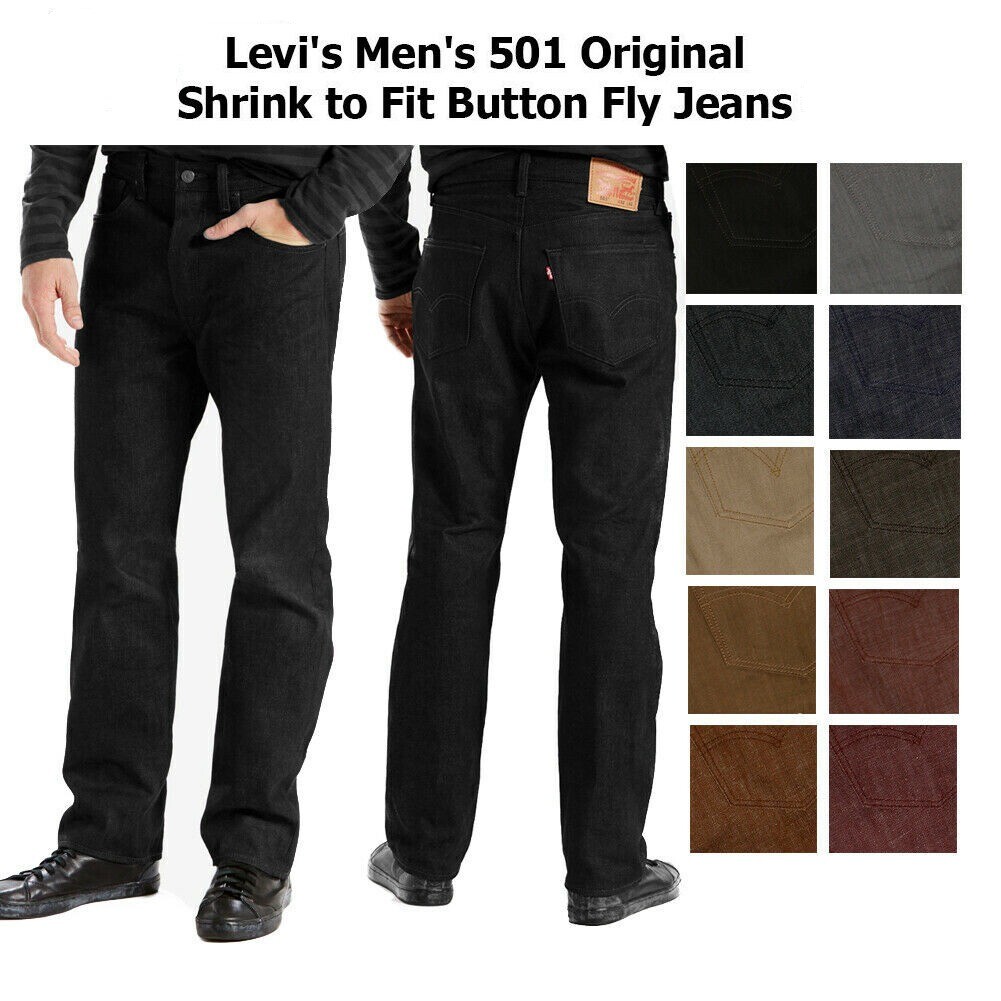 Levi’s Men’s 501 Original Shrink to Fit Button Fly Classic Rise Denim Jeans