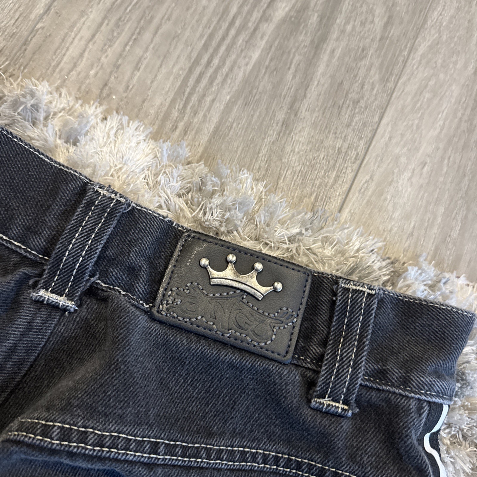 Vintage 00s Jnco Skunk Grail Baggy Side Stripe Embroidered Y2K Denim Jeans 30×29