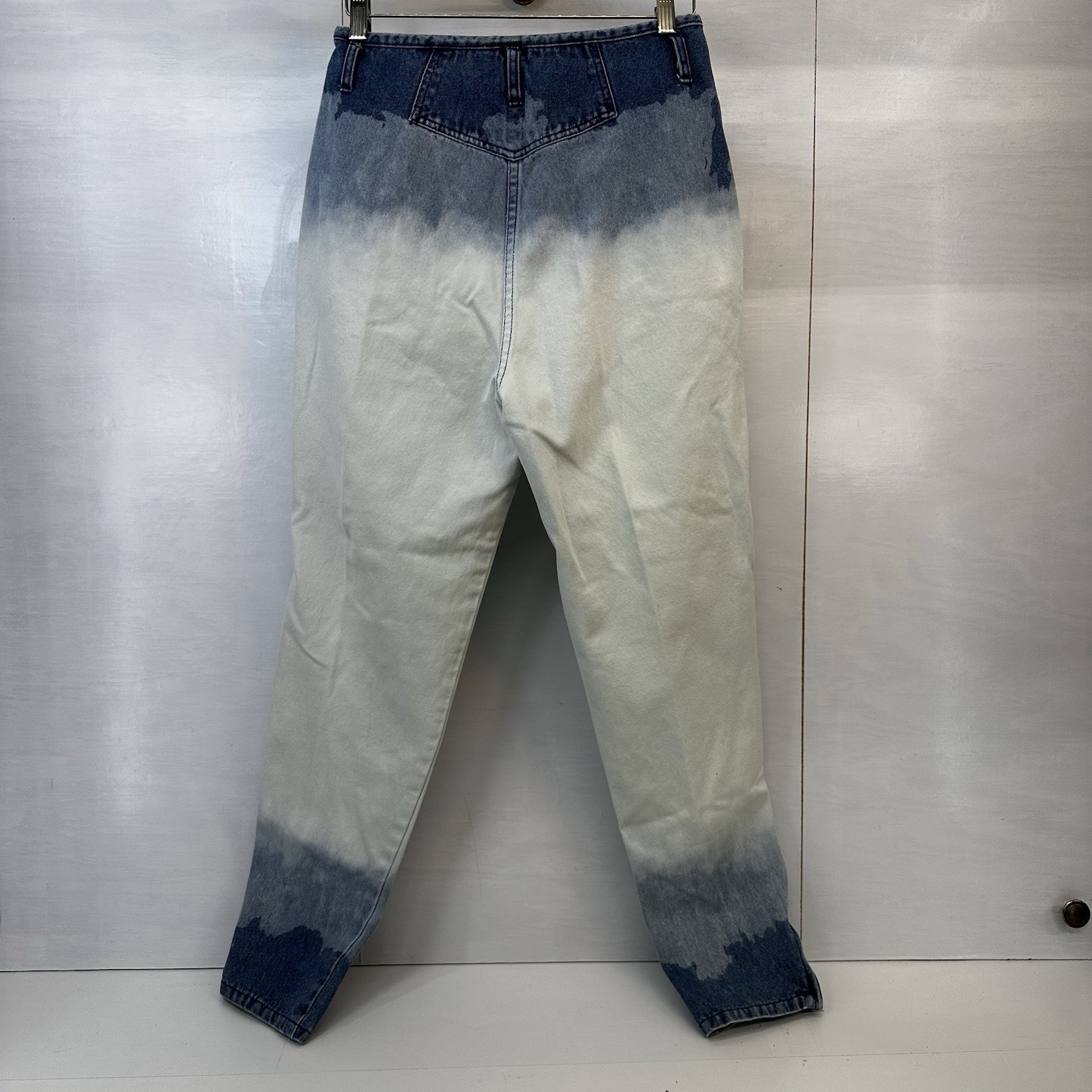 VTG 80s Dip Dye High Rise Tapered Leg Zip Ankle Ombré Denim Hong Kong 12 READ