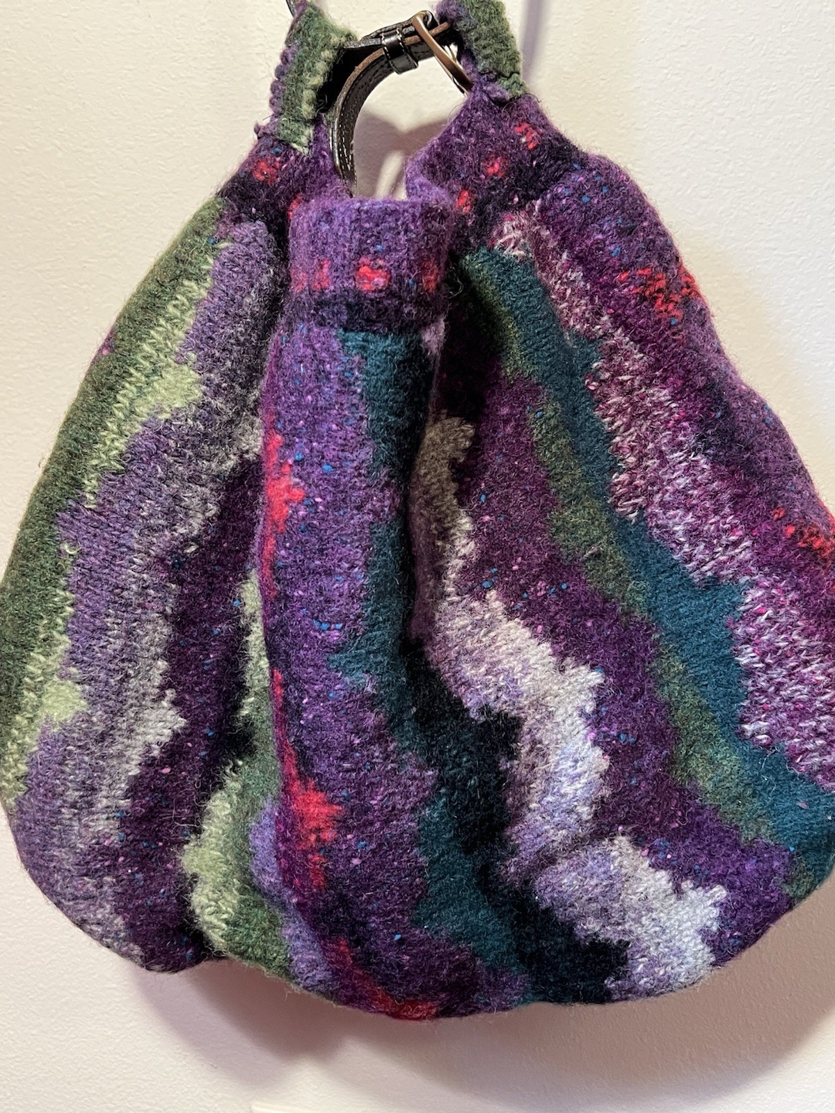 Large Boiled Felted Wool Hippie Tote Bag Busby Bags 22” X 16”