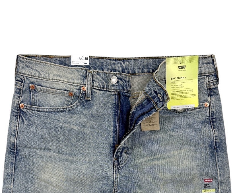 Levis 510 Skinny Fit Stretch Jeans 36×30 Light Blue Wash Denim Mens NWT