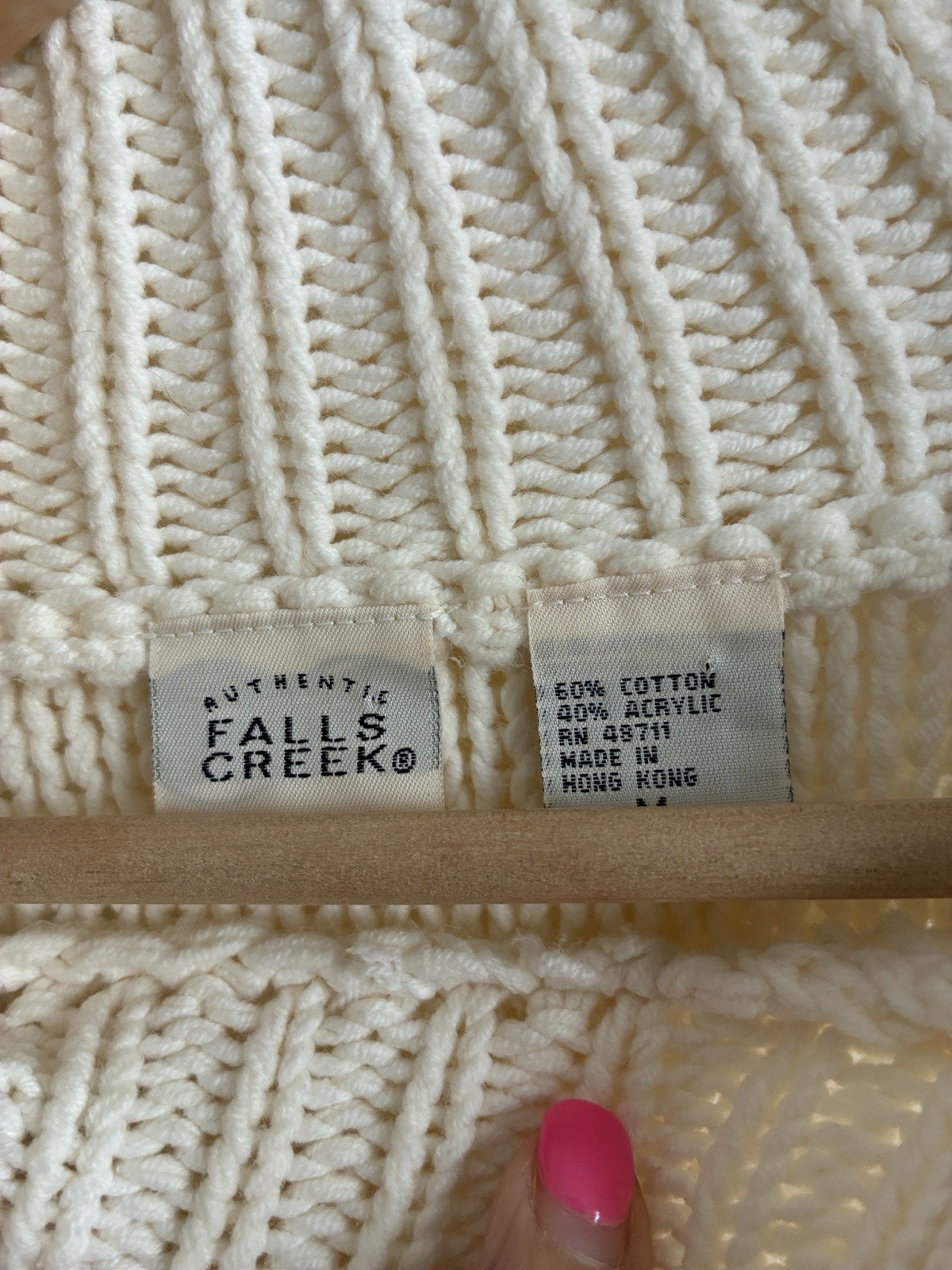 Vintage Falls Creek CableKnit SweaterCream Fisherman Collared CozyCottagecore