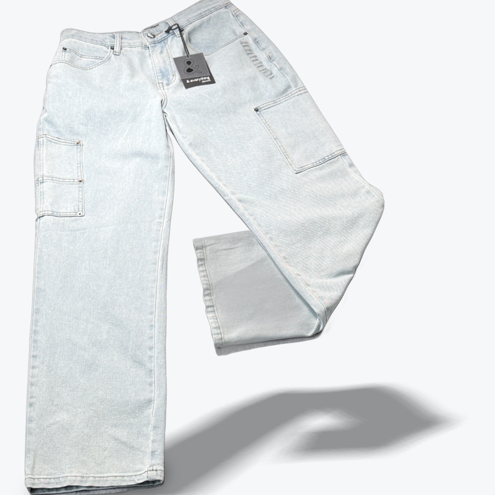 Wide Leg Denim Cargo Jeans Mens 30X30 Utility Pants 8.75 in Leg Opening NWT