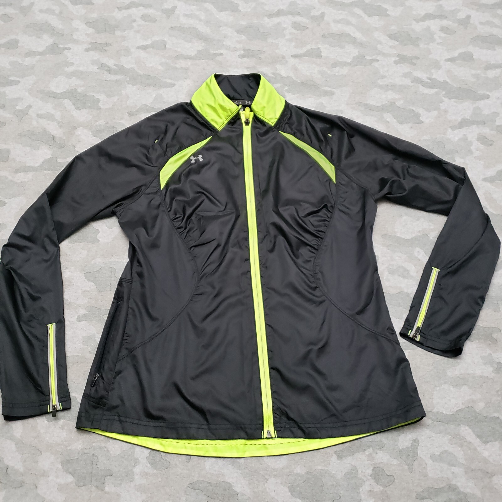 Under Armour Track Jacket Womens Medium Gray Full Zip Allseasongear Windbreaker