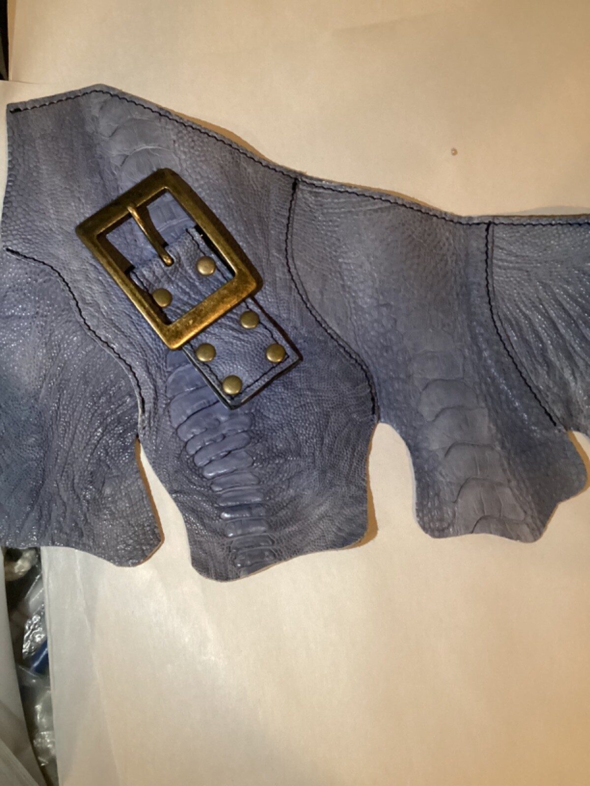The Divine Tribe NYC Oval Blue Leather Belt 34.5″ – 38.5″