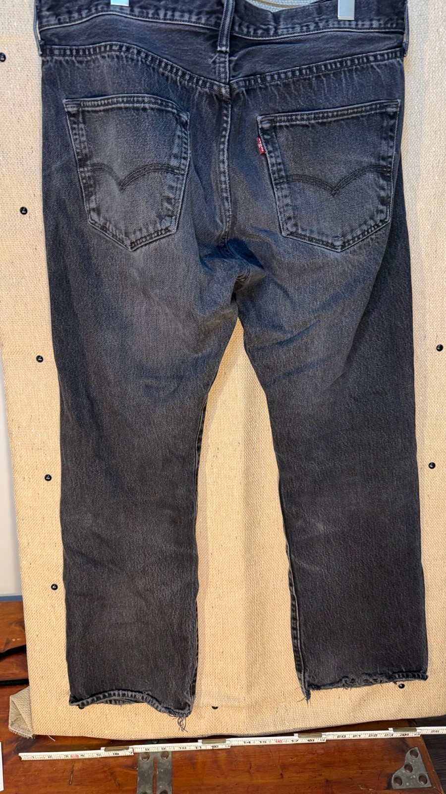 Levi’s 501 Black Distressed Jeans Button Fly Faded Denim Men’s 36×29