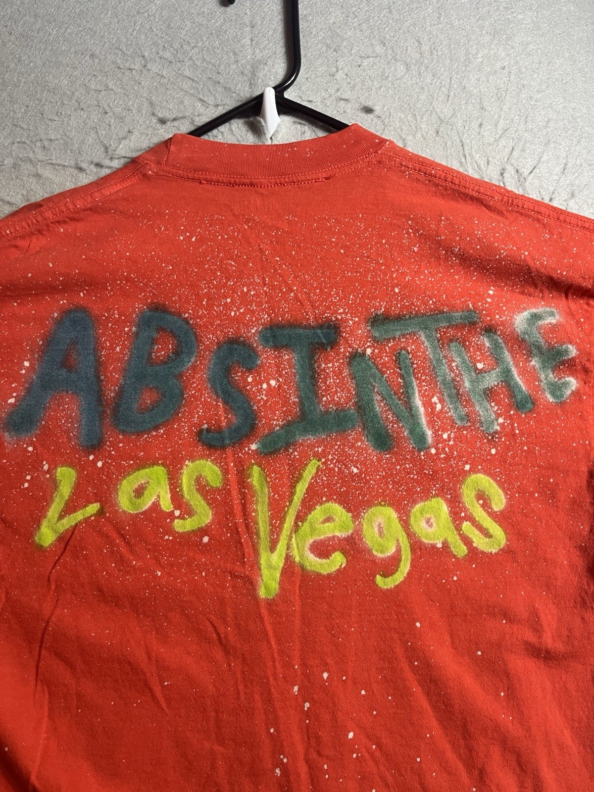ABSINTHE BY COLIN YEO, HAND PAINTED T SHIRT L Tee Made In USA designer Orange