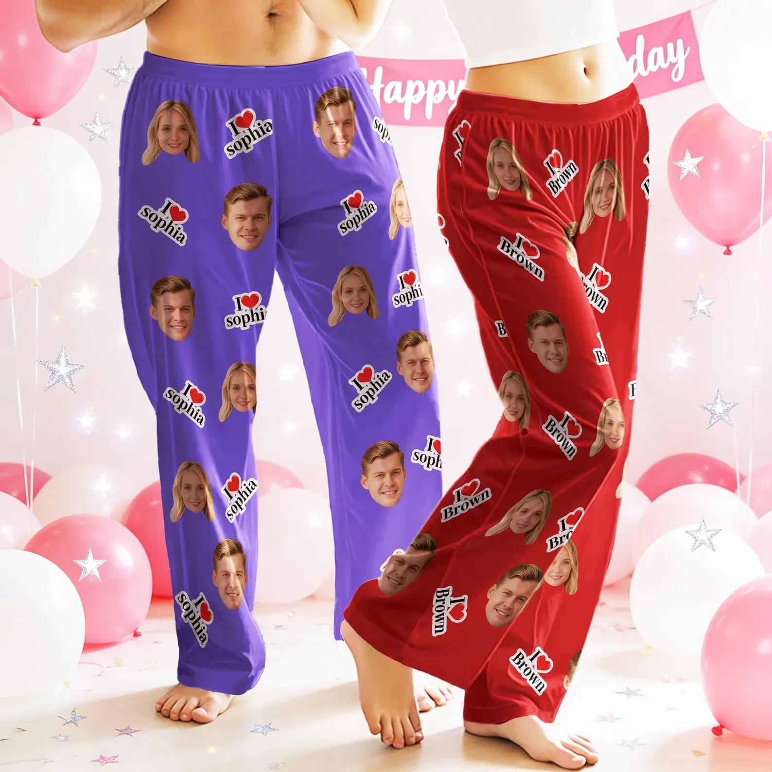 Custom Face Pajama Pants, Personalized Photo Gift for Him, Her & Couples