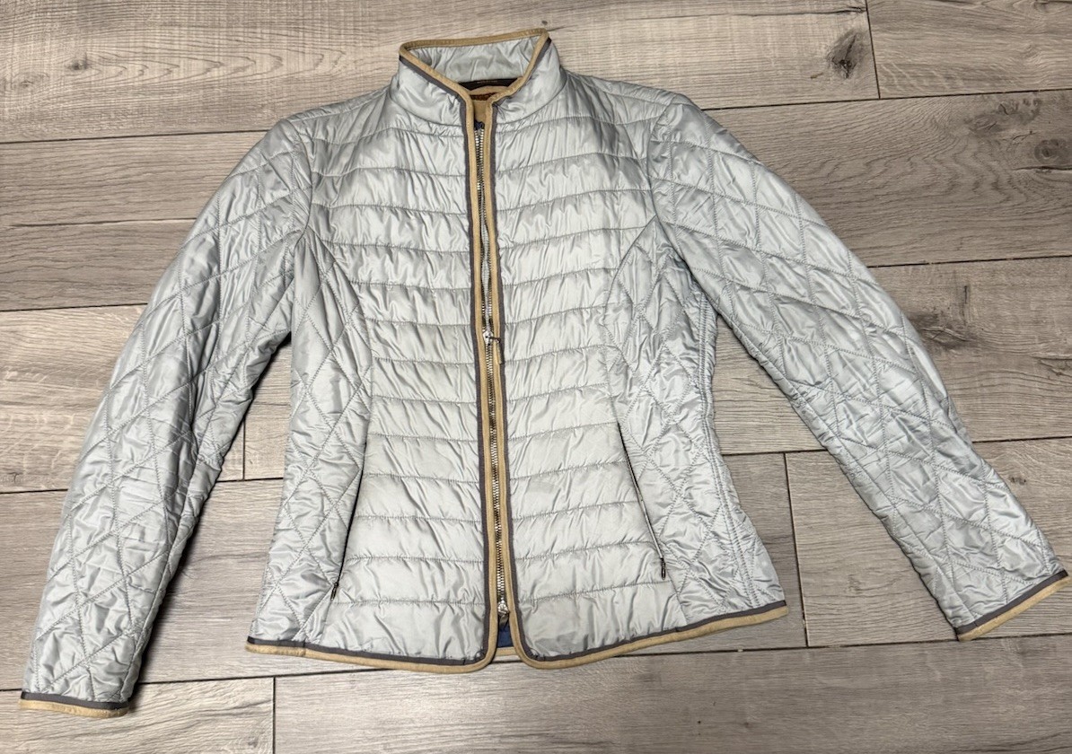 Women’s Waterville Italy Quilted Light Gray Jacket Size 42