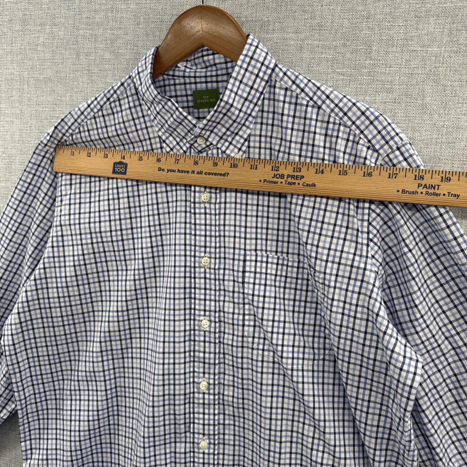 Sid Mashburn Shirt Mens Large Blue Plaid Long Sleeve Button Down Pocket (A)