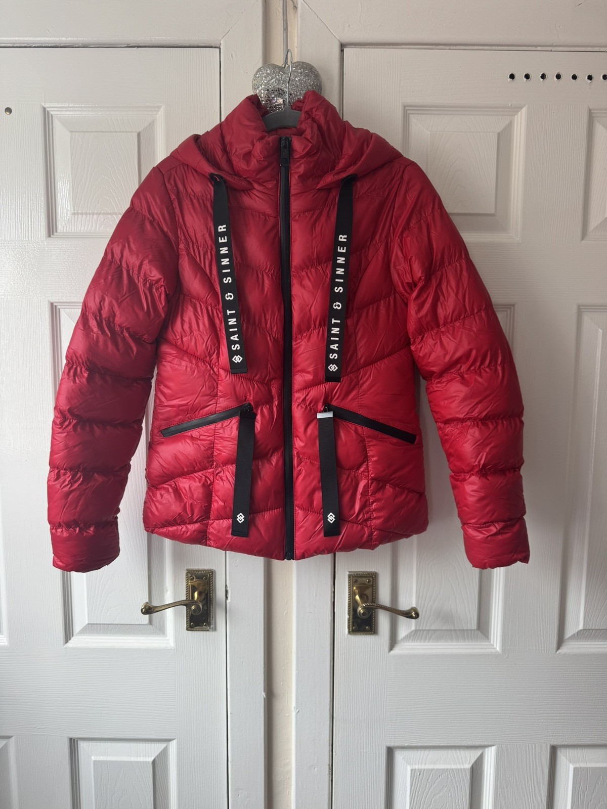 Saint & Sinner Red Puffer Jacket Size Uk 10 New Without Tags Women’s Clothing