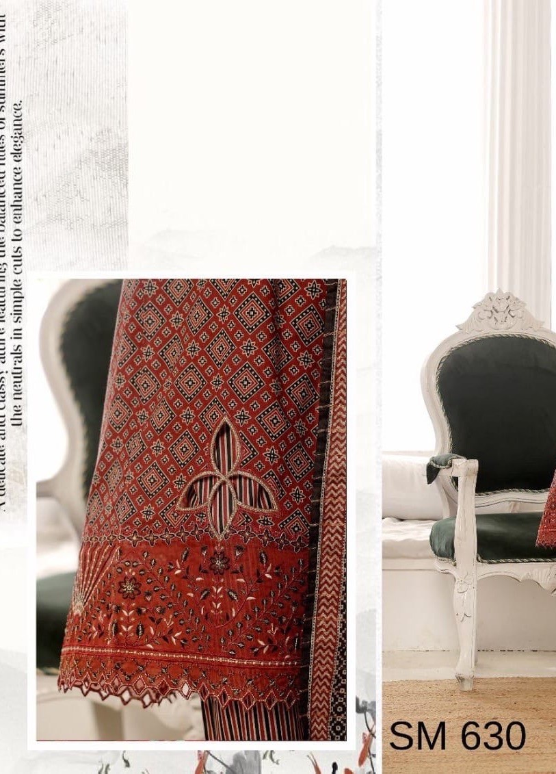Bin Saeed Lawn Cotton 3 Pc Suit-premium Cut Work Emb- Aline Style-M – $44