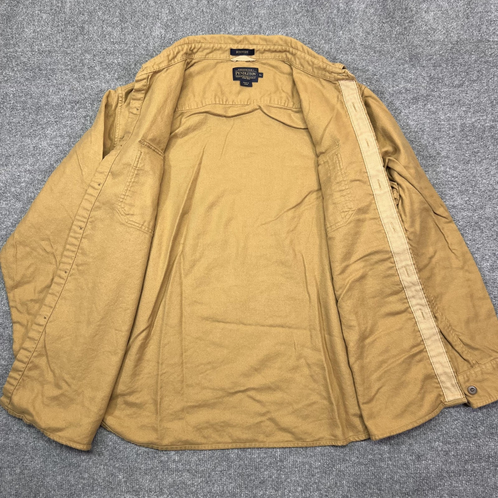 Pendleton Shirt Mens XL Beige Solid Twill Button Front Long Sleeve Casual
