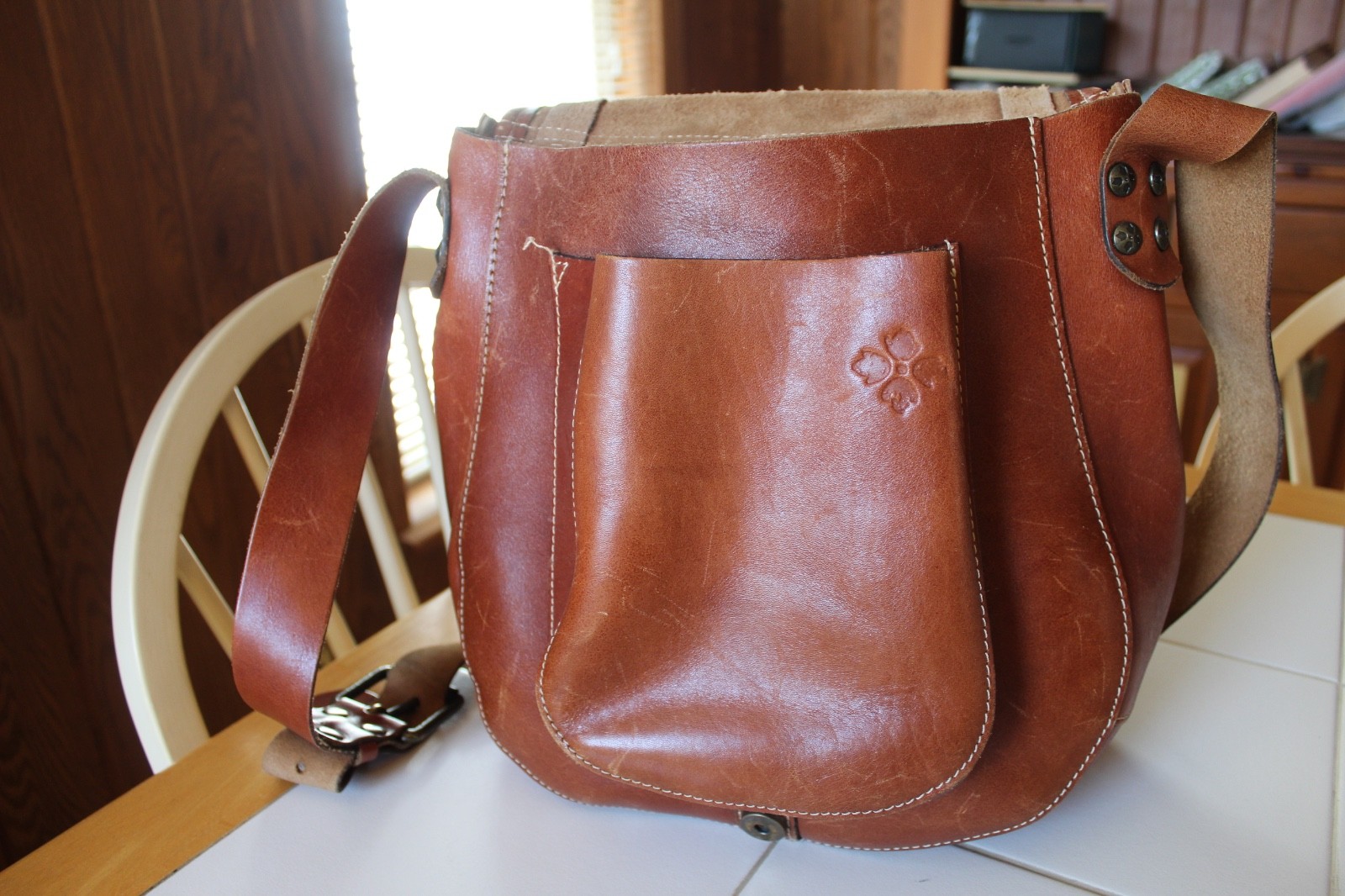 PATRICIA NASH BROWN BARCELONA SADDLE BAG CROSSBODY DISTRESSED ITALIAN LEATHER