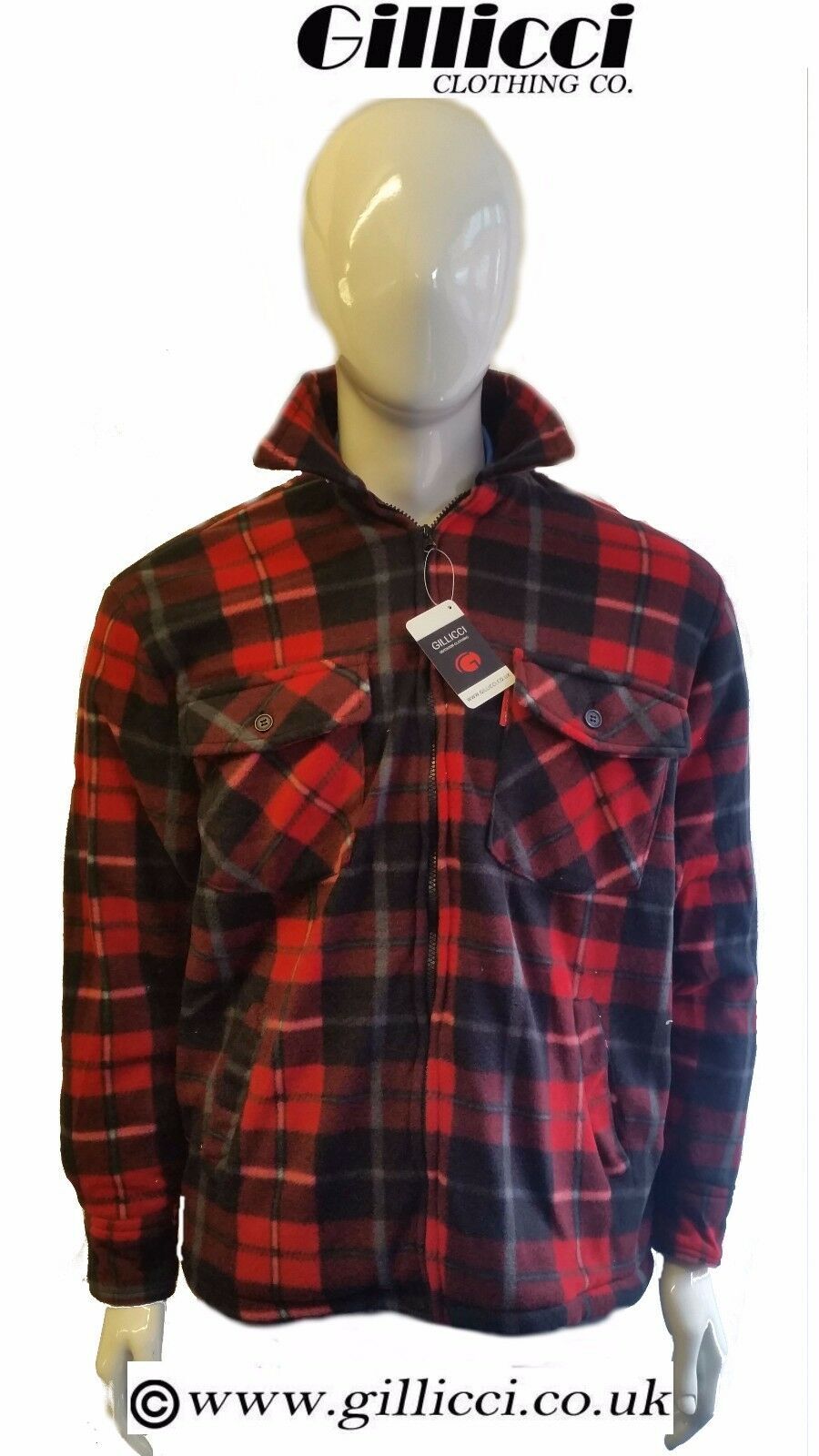 FUR FLEECE LINED WARM LUMBERJACK CHECK SHIRT JACKET WITH/WITHOUT HOOD GILLICCI