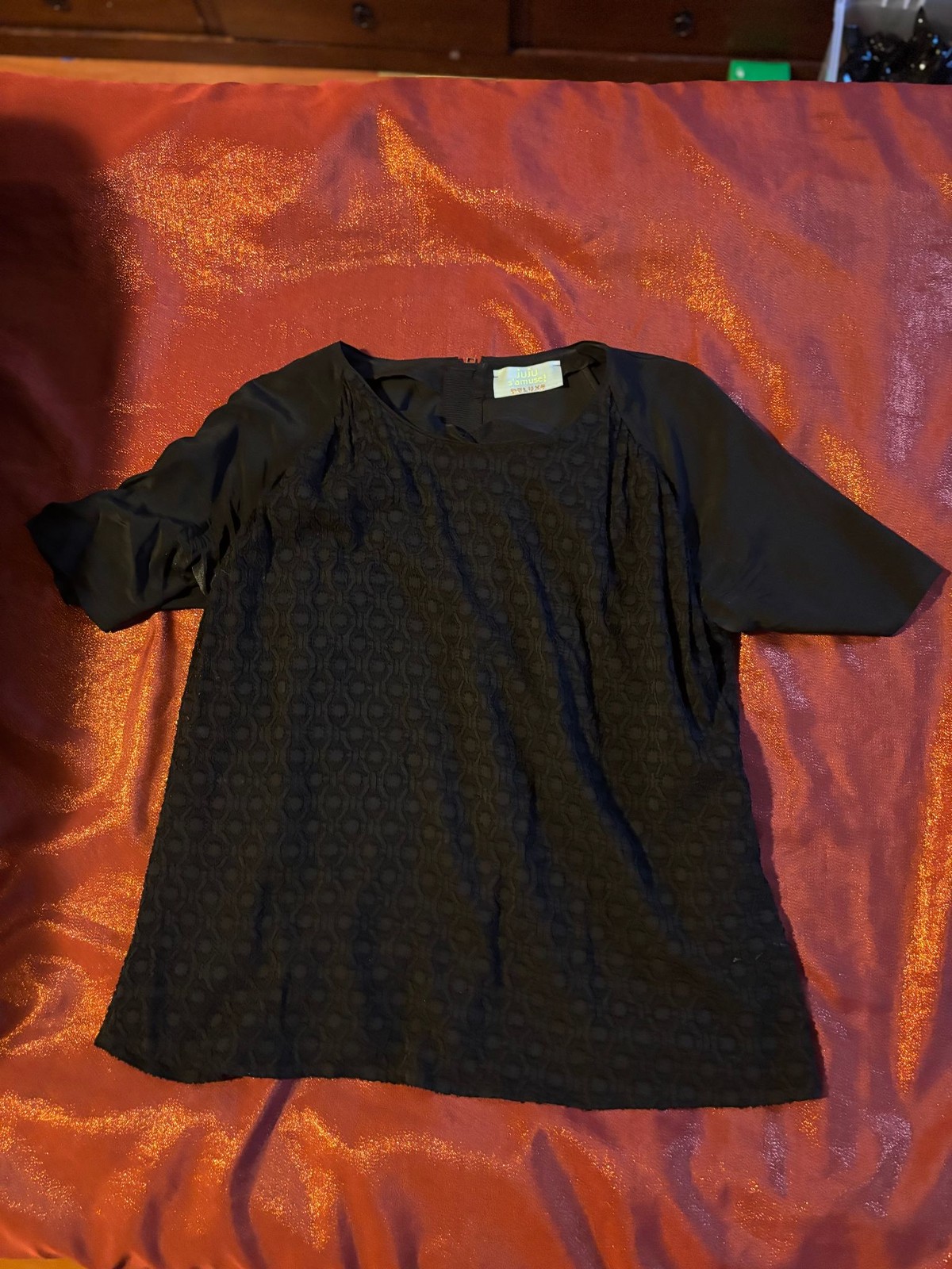 Juju S’amuse Deluxe Top Womens Not Specified Black Lace Overlay Chiffon Sleeve