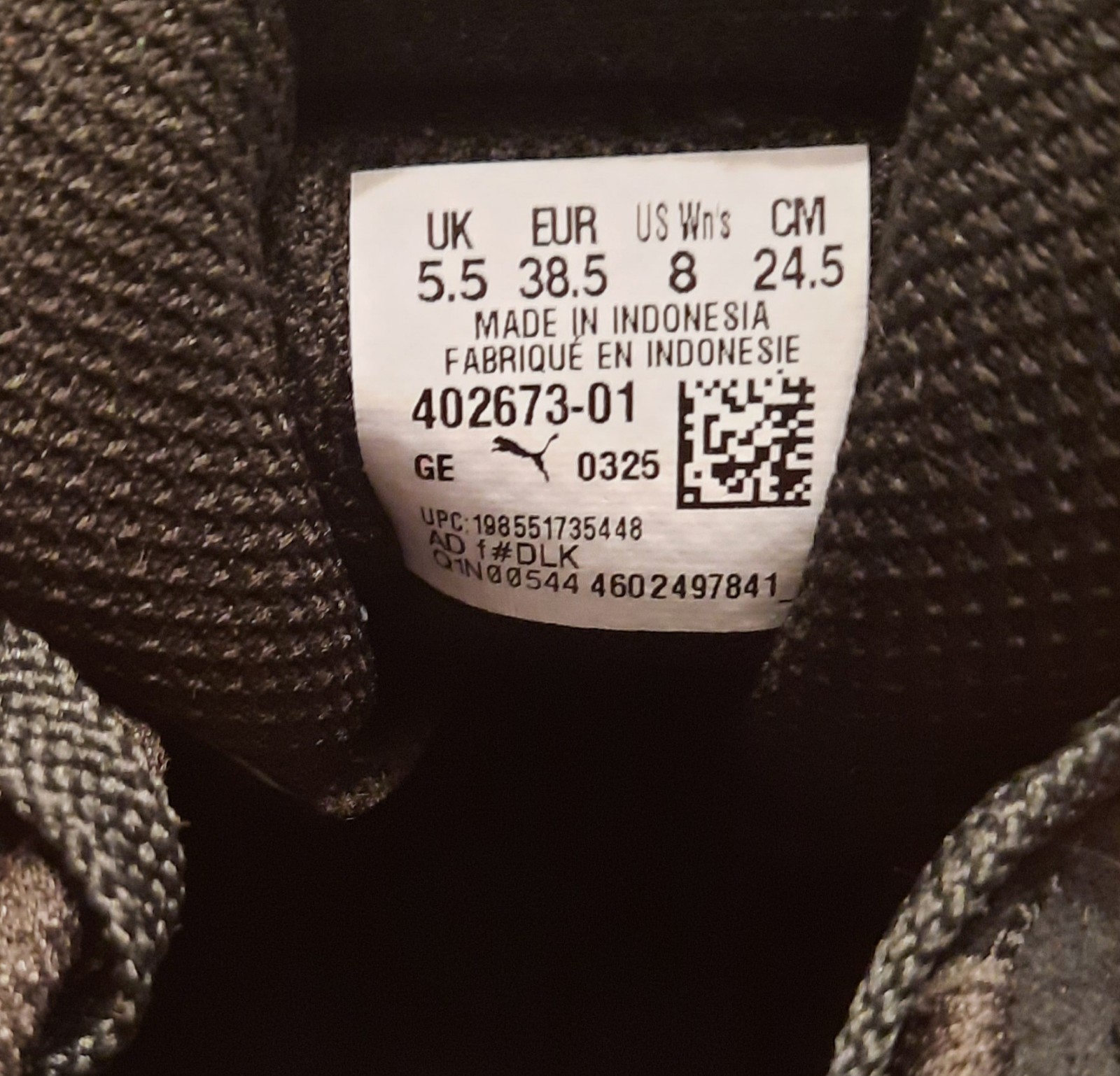 Size 8 – Puma Bella Donna SD Black White W