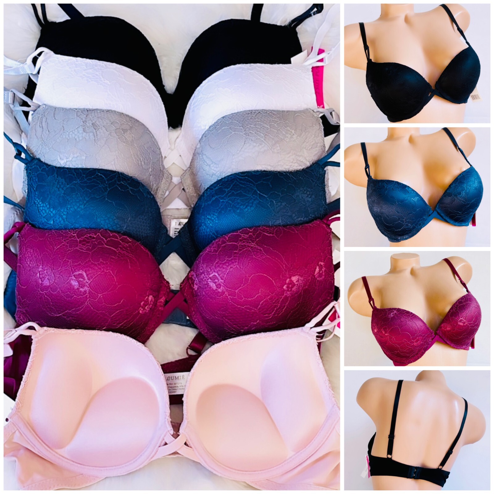 6 Pack Bras EXTREME DOUBLE PUSH UP Add 2 Cup Sizes Push Up Bra FREE RETURN 36C
