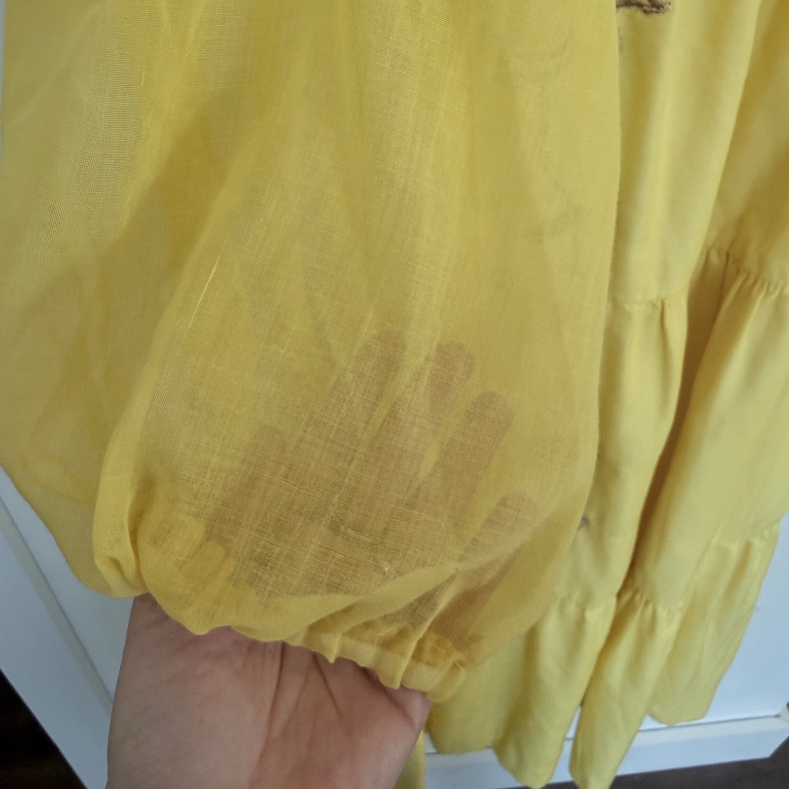 Vintage 1960s Liberty House Yellow Maxi Dress 6 Hippie Embroidered Festival #167