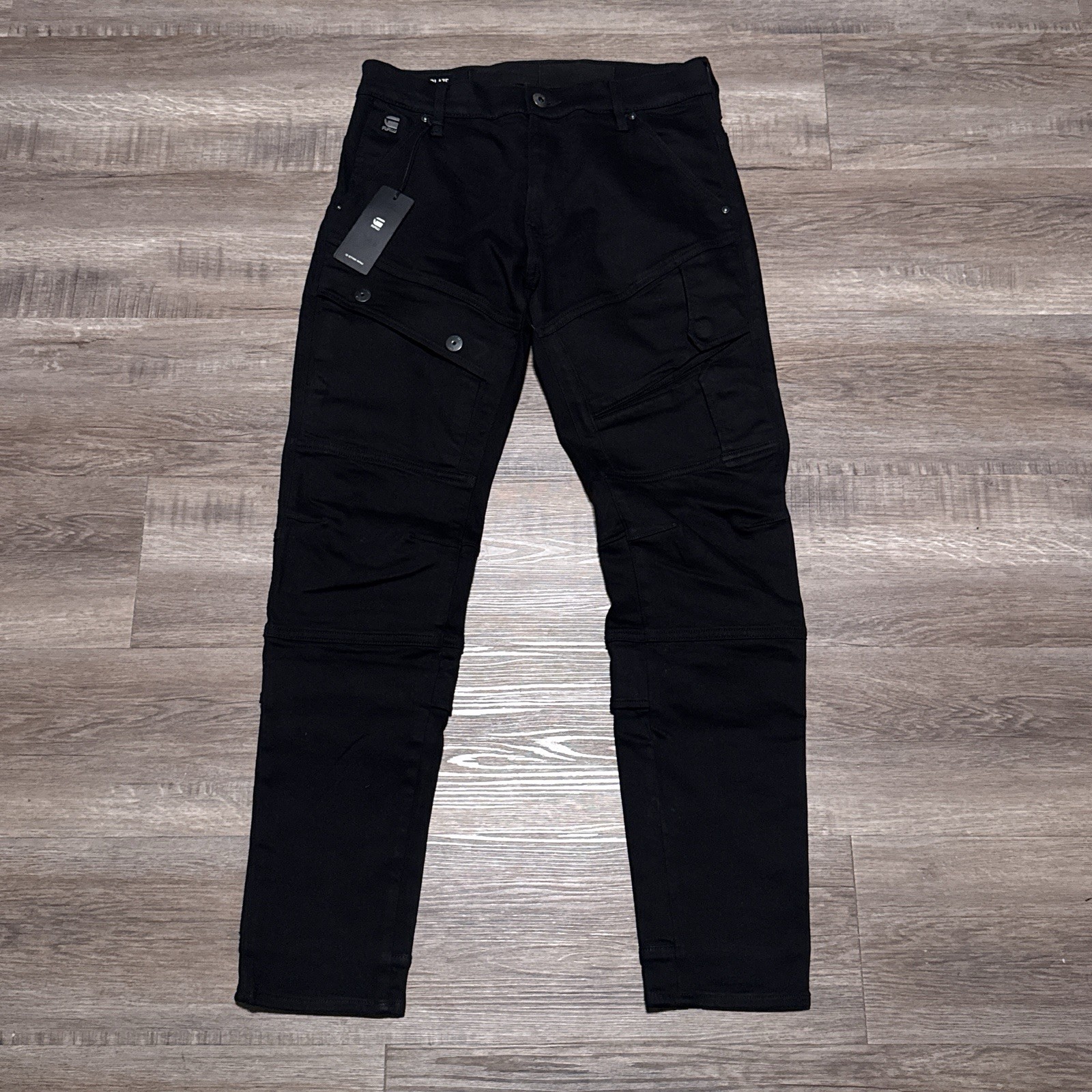 G-Star Raw Airblaze 3D Skinny Black Multi Pocket Moto Cargo Jeans Mens 30×30 NEW