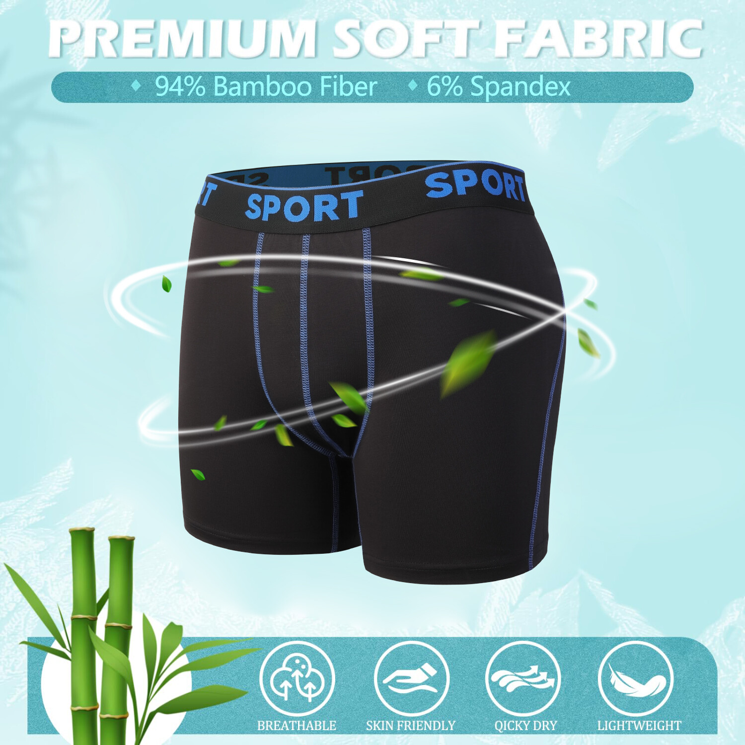 2-4 PCS Bamboo Fiber Boxer Briefs Breathable Underwear Better Softer Anti Chafe