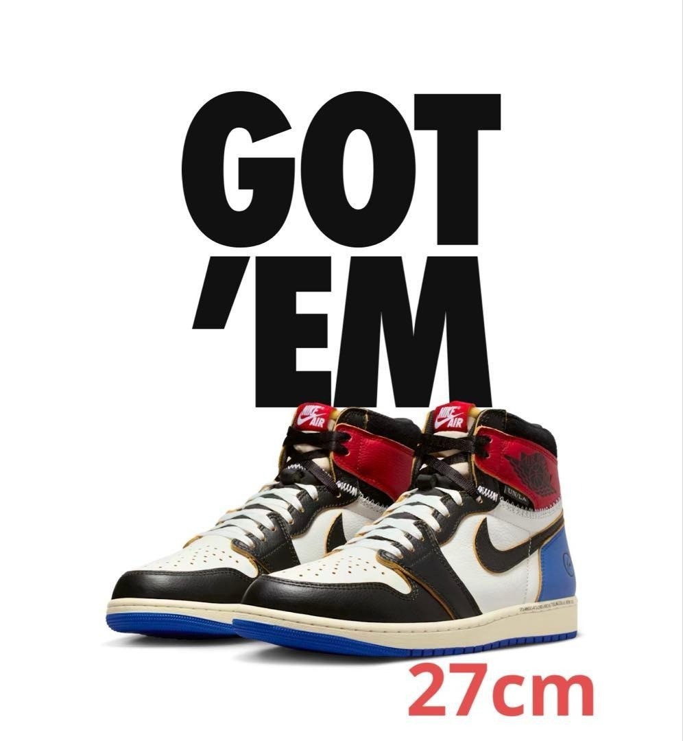 fragment design x UNION Nike Air Jordan 1 High OG Black Varsity Red IO7847-002