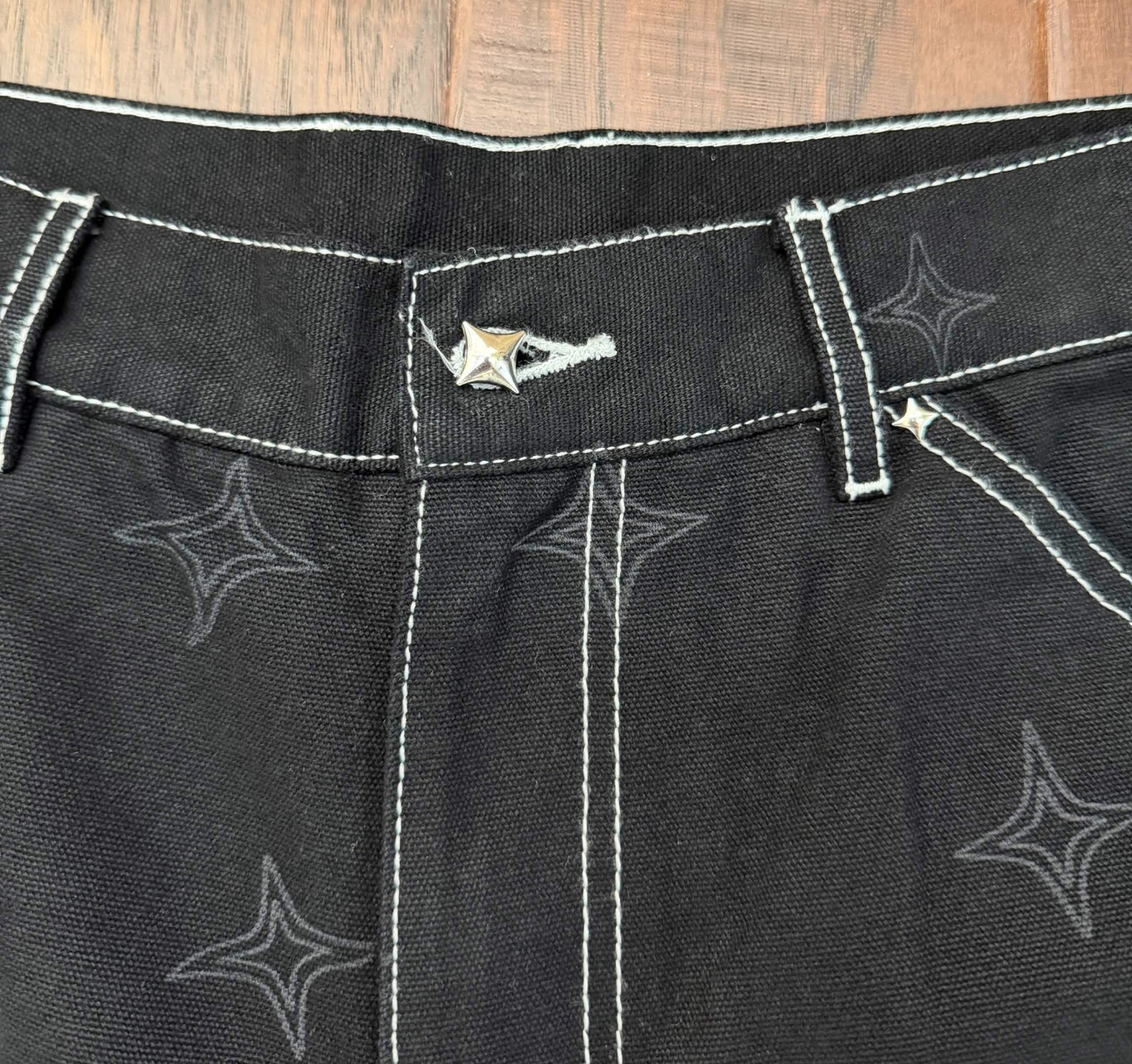 Size 34 – 1/1 SAMPLE Common Studios Contrast Stitching Star Pants *READ DESC*