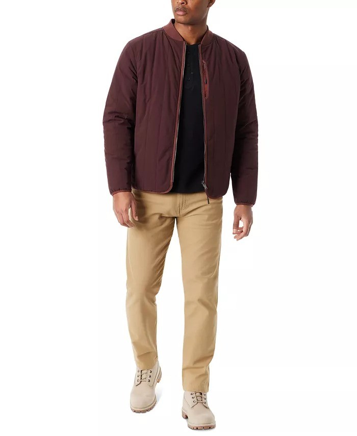 Bass Outdoor Reversible Jacket Mens Large Rum Raisin Zip Front Liner Warm Tech