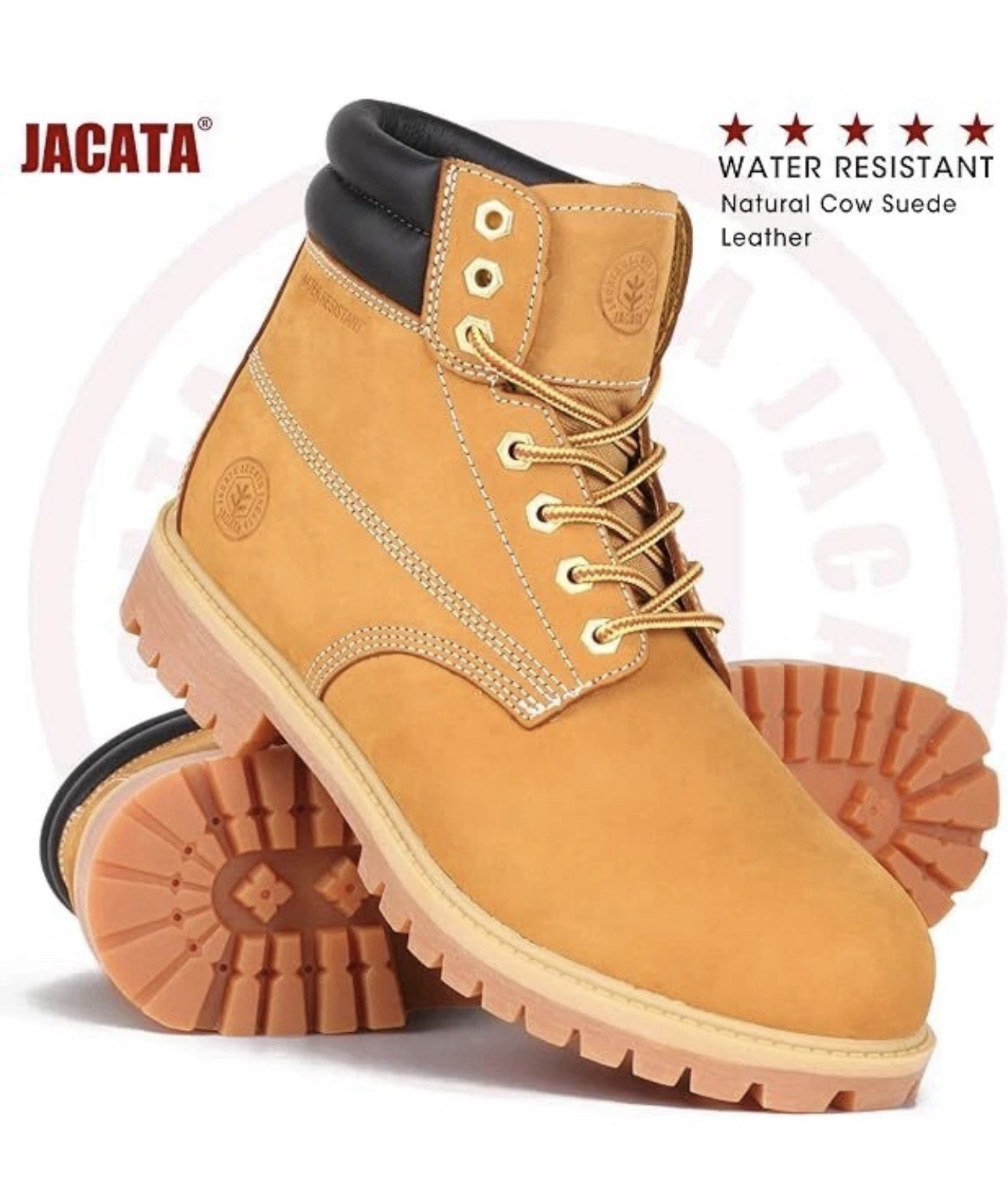 Jacata Men’s Winter Snow Work Boots Shoes 6″ Size 8 Wide Waterproof Leather 8601