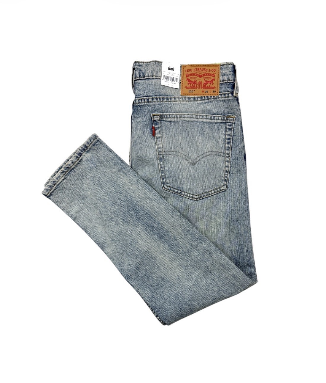 Levis 510 Skinny Fit Stretch Jeans 36×30 Light Blue Wash Denim Mens NWT