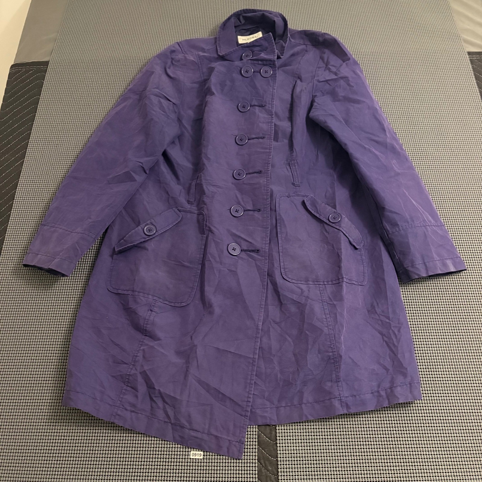Merona Womens Purple Button Front Trench Coat Jacket XXL Plus Size Mid Length