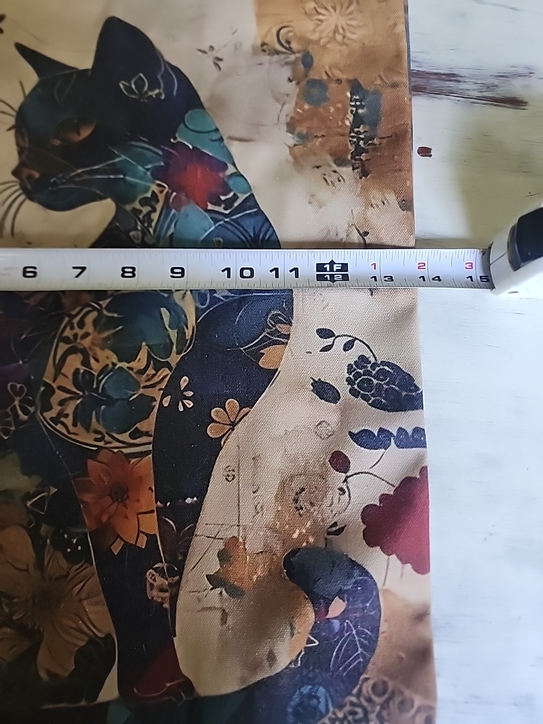 Fujian Floral Blue Cat Print Polyester Tote Bag