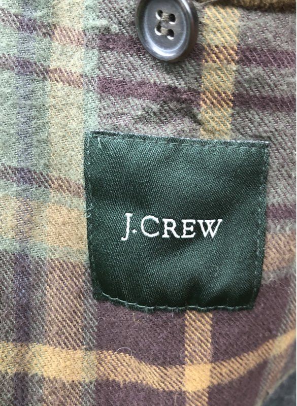 J. Crew Men’s Brown Corduroy Blazer Sport Coat Elbow Patches Plaid Lining Sz L