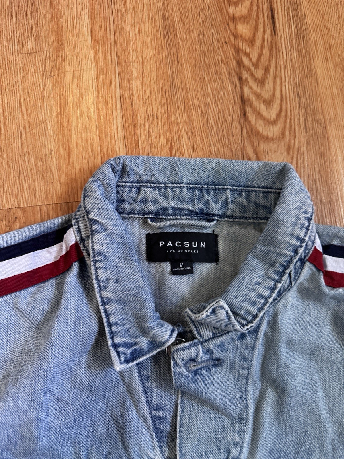 Pacsun Light Blue Denim Jacket With Stripes – Medium