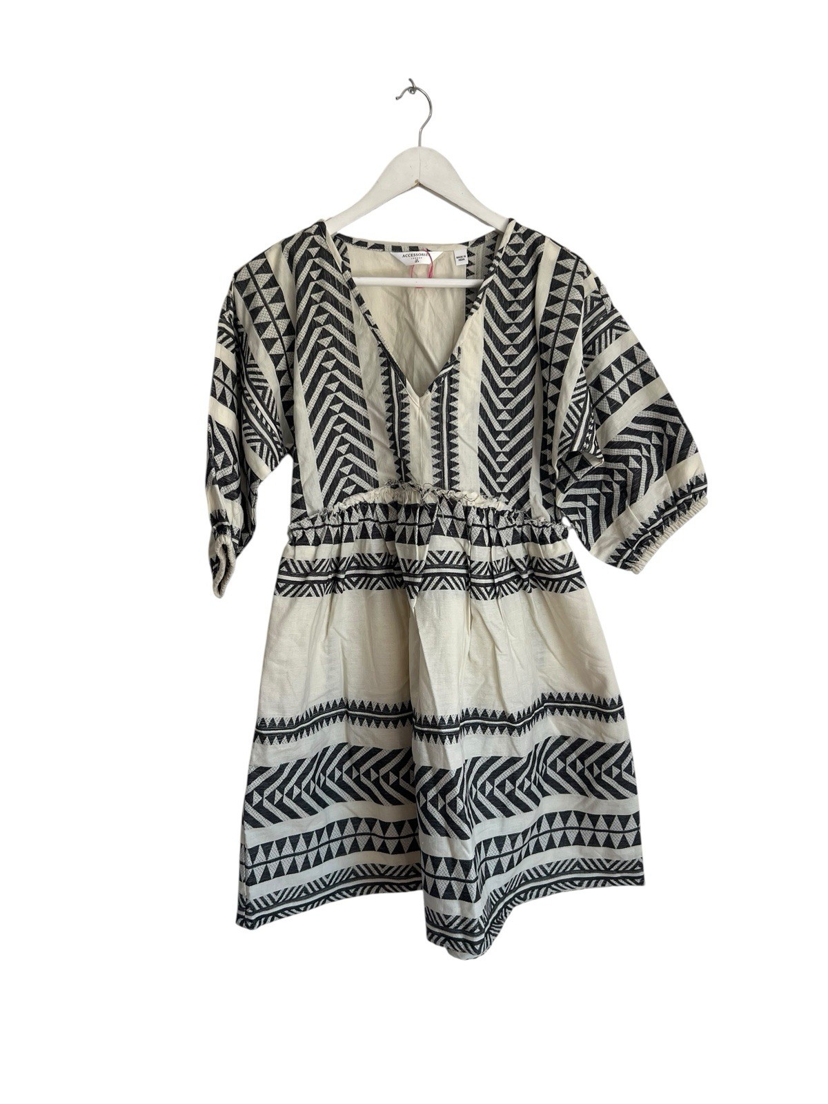 Accessorize Dress Patterned Jacquard Smock Mini Short Sleeve RRP £40 Size XS 6